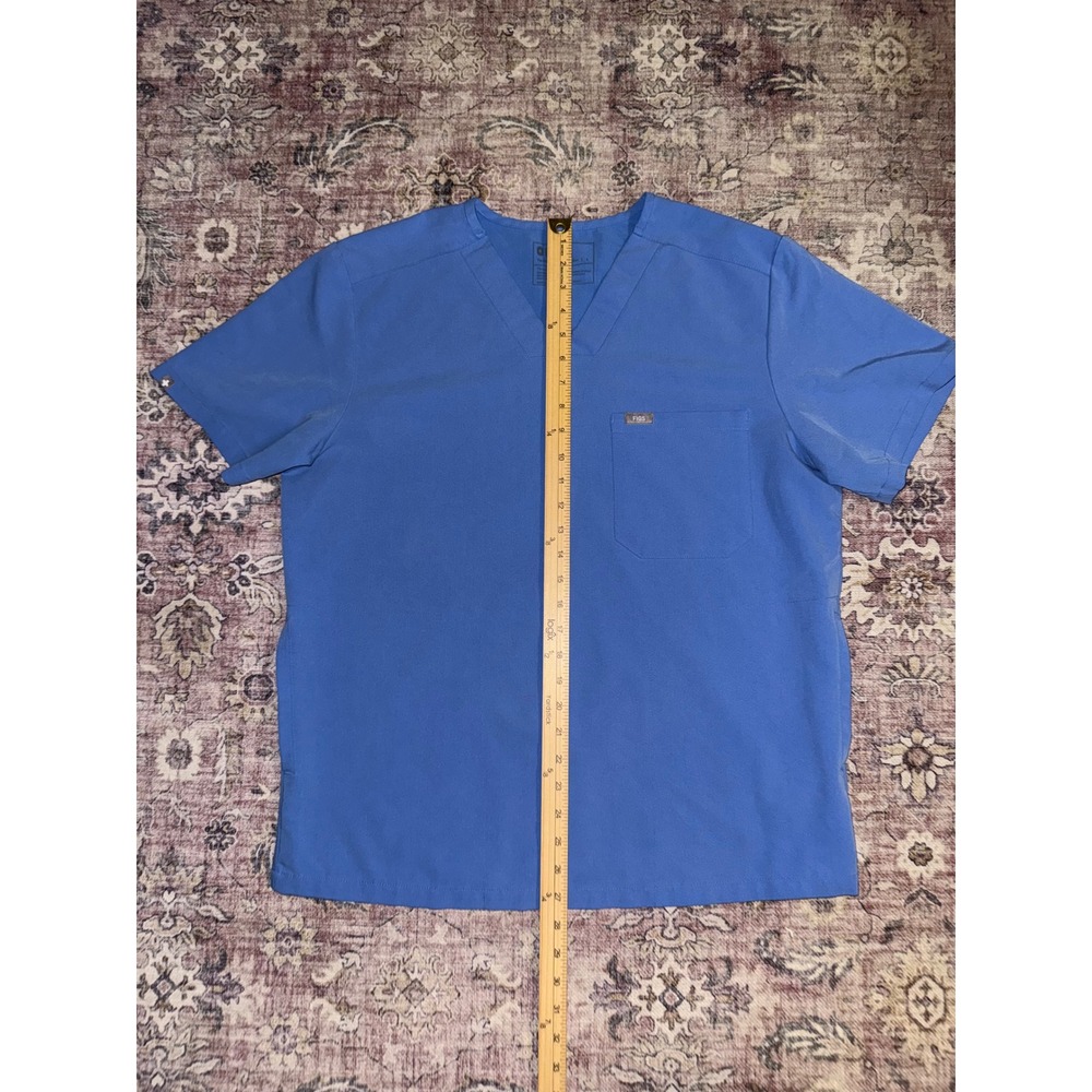 FIGS Leon Scrub Top Mens Large Blue V-Neck Short Sleeve Pocket TM3000 Healthcare - Picture 4 of 6
